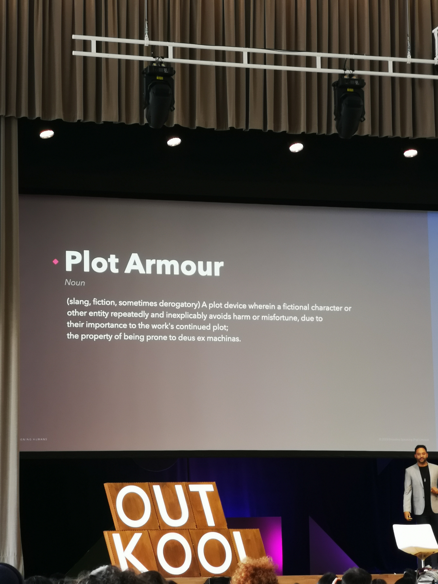 Conference talk slide — Plot Armour definition — Interaction 23.